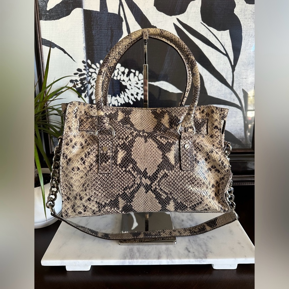 MICHAEL Michael Kors - Python Snake Embossed Medium Hamilton Tote - Picture 2 of 11